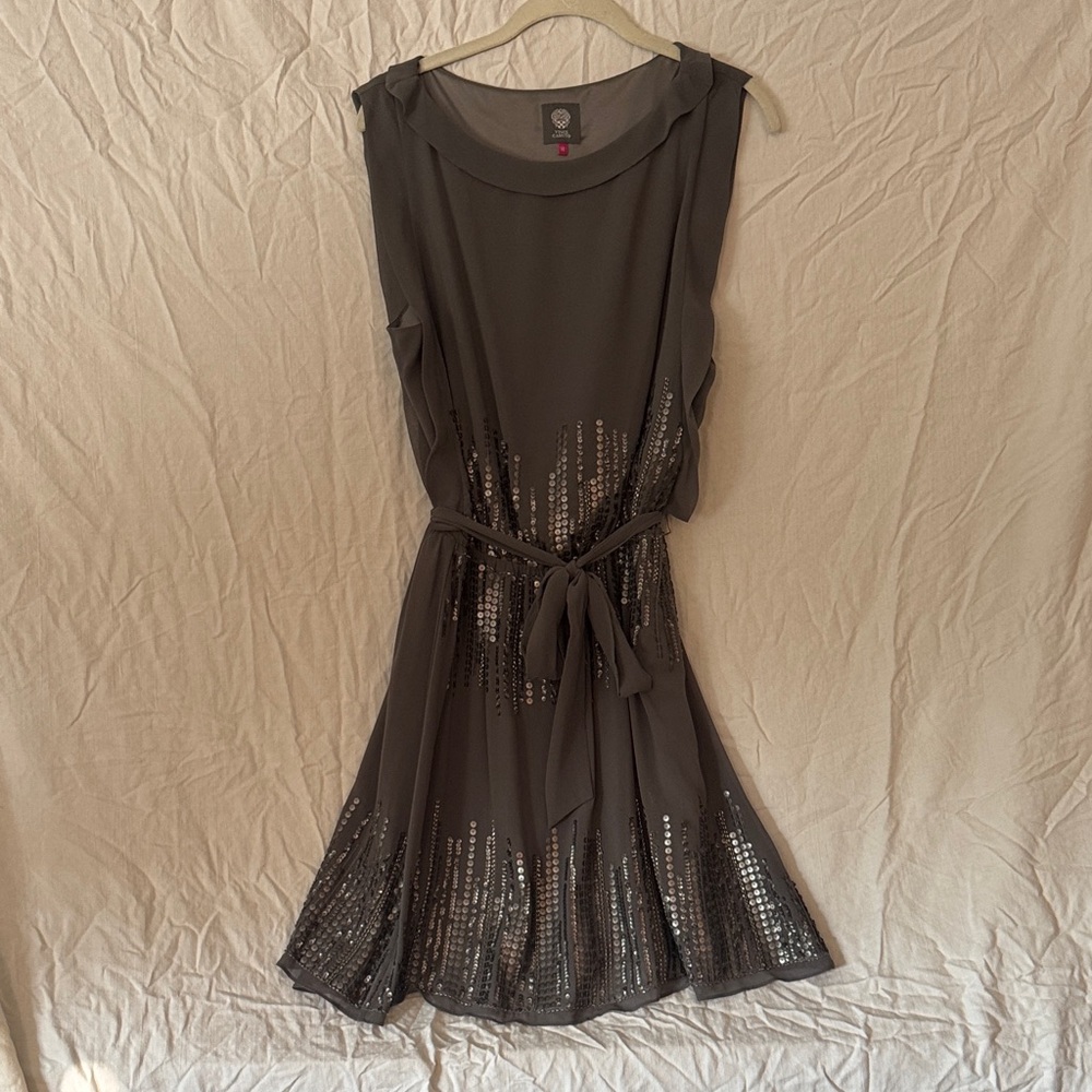 Vince Camuto Charcoal Mini Dress with Metallic Accents